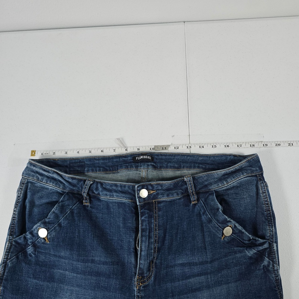 Flamingals Women 2XL Dark Wash Distressed Wide Leg Jeans 203901XHY High Rise - Picture 3 of 9